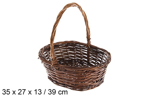 [120811] Brown oval wicker basket 35x27x13 cm