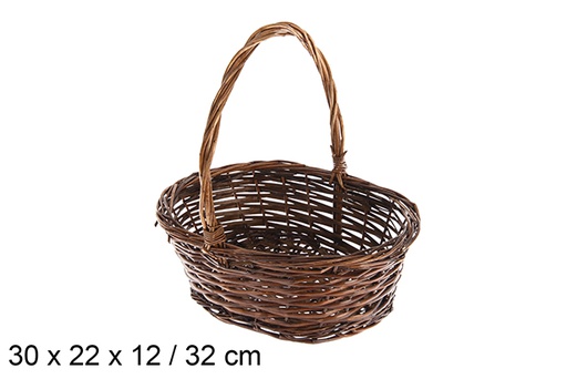 [120812] Brown oval wicker basket 30x22x12 cm