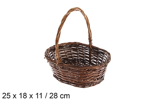 [120813] Brown oval wicker basket 25x18x11 cm