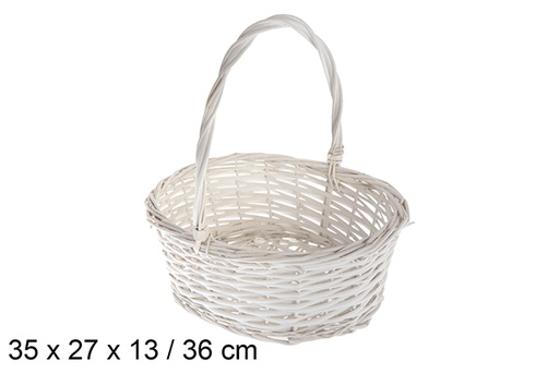 [120814] Cesta mimbre ovalada blanca 35x27x13 cm