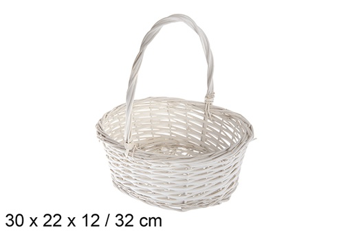 [120815] Cesto de vime oval branco 30x22x12 cm