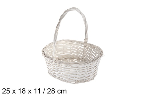 [120816] White oval wicker baskets 27x18x11cm