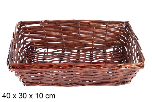 [120817] Mahogany rectangular wicker baskets 40x30x10 cm