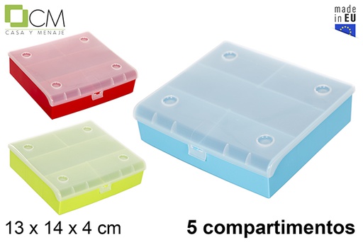 [120821] Cassetta porta attrezzi in plastica 5 scomparti colori assortiti