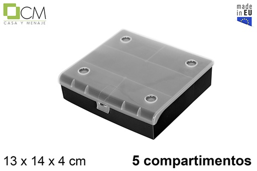 [120822] Caja plástico multiusos  5 compartimentos negra.
