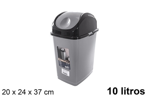 [120830] Lixeira Slim preta/cinza com tampa giratória 10 l.