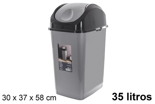 [120832] Slim black/gray swing lid bin 35 l.