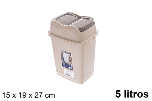 [120836] Poubelle Easy beige à couvercle basculant 5 l.