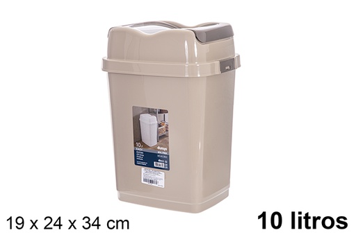 [120837] Poubelle Easy beige à couvercle basculant 10 l.