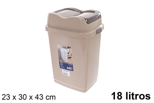 [120838] Poubelle Easy beige à couvercle basculant 18 l.