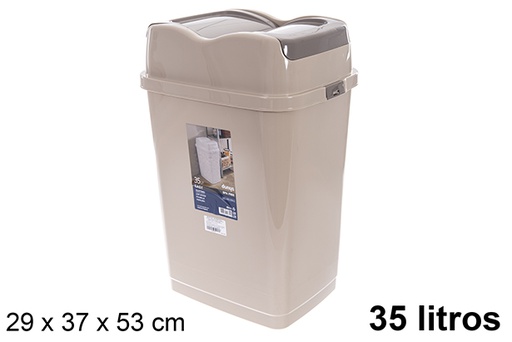 [120839] Papeleira com tampa basculante Easy bege 35 l.