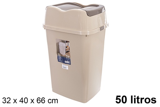 [120841] Poubelle Easy beige à couvercle basculant 50 l.