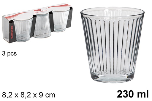 [120846] Pack 3 verres à eau en verre Rayas 230 ml