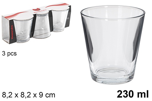 [120848] Pack 3 vasos cristal agua Cónico 230 ml