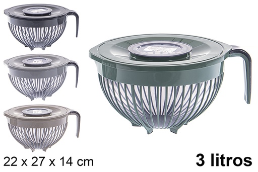 [120882] Plastic mixing basket with handle and lid 3 liters