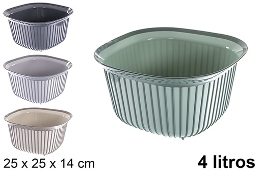 [120885] Square plastic bowl 4 l.