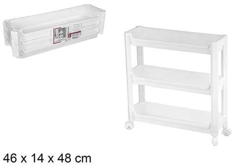 [120906] Plastic organizer 3 shelves with wheels 46x14x48 cm