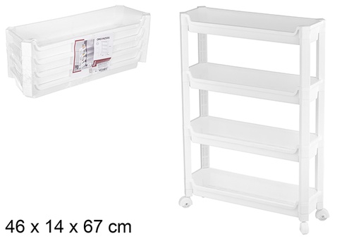 [120907] Plastic organizer 4 shelves with wheels 46x14x67 cm