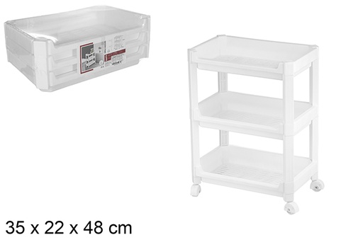 [120910] Plastic organizer 3 shelves with wheels 35x22 cm