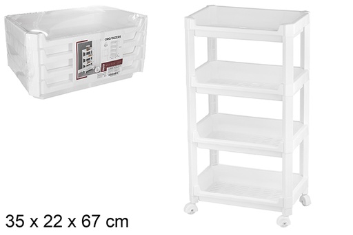 [120911] Organizador plástico 4 prateleiras com rodas 35x22x67 cm