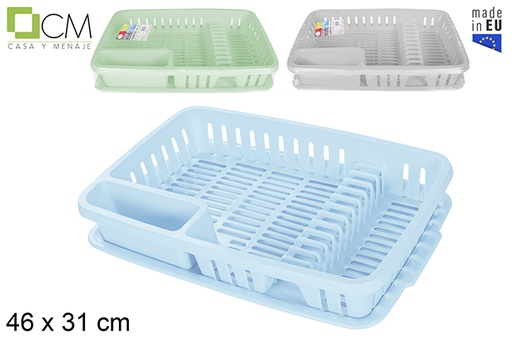 [120934] Plastic dish drainer with tray pastel colors 46x31 cm
