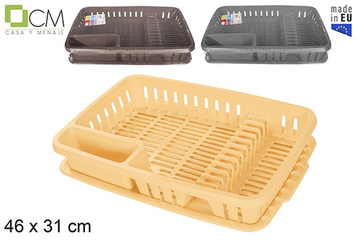 [120935] Escurreplatos plástico con bandeja colores nuevos 46x31 cm