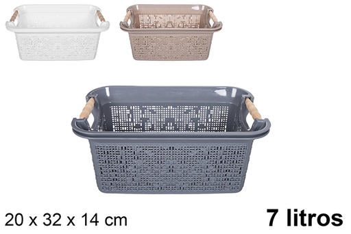 [120936] Plastic basket with wooden handles 7 l.