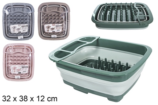 [120944] Égouttoir carré pliable multi-usages en plastique avec bouchon