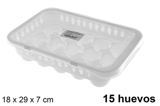 [120964] Caja organizadora con tapa para 15 huevos