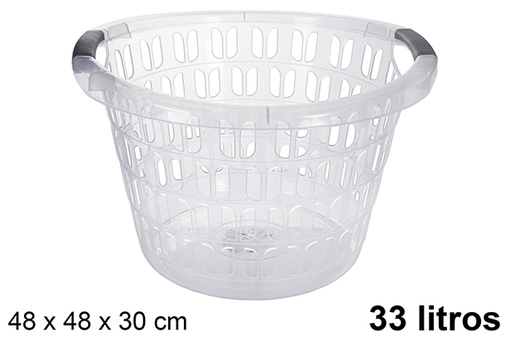 [120973] Panier à linge en plastique transparent 33 l.