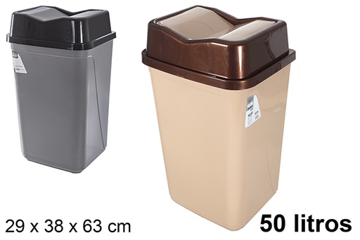 [120982] Butterfly swing lid plastic trash can 50 l.