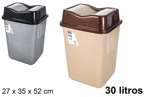 [120983] Butterfly swing lid plastic trash can 30 l.