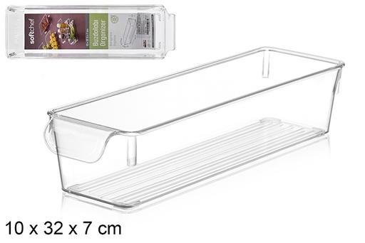 [120999] Bandeja organizadora de plástico transparente 10x32x7 cm