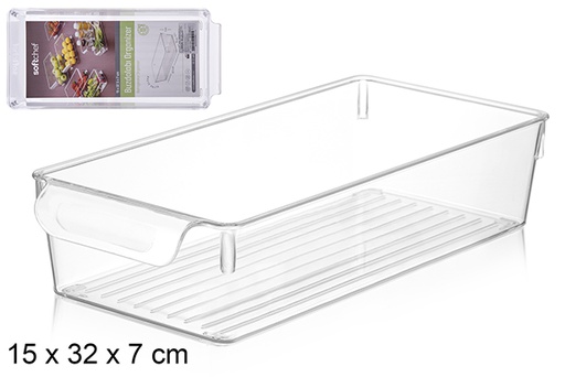 [121000] Bandeja organizadora de plástico transparente 15x32x7 cm