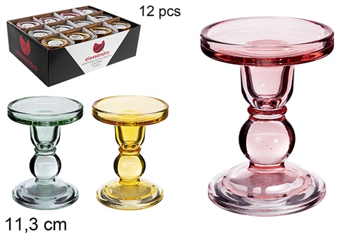 [121084] Colored glass candle holder 11,3 cm