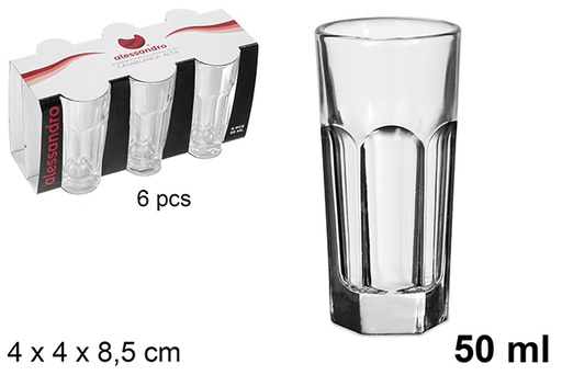 [121195] Pack 6 Casablanca tall crystal shot glasses 50 ml