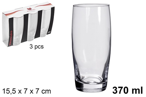 [121196] Pack 3 glass beer glasses 370 ml