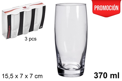 [121196] Pack 3 glass beer glasses 370 ml