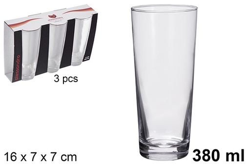 [121197] Pack 3 vasos cristal cónico 380 ml