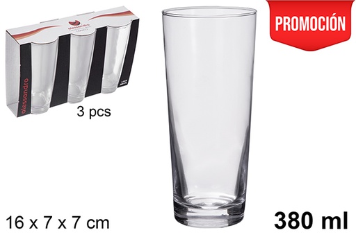 [121197] Pack 3 verres coniques en verre 380 ml