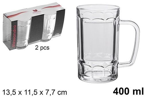 [121198] Pack 2 glass beer jugs 400 ml