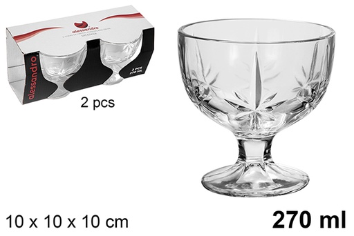 [121200] Pack 3 glass cup for ice cream Vicenza 270 ml