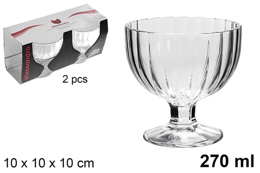 [121201] Pack 3 glass cup for ice cream  Piacenza 270 ml