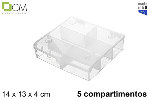 [121226] Caixa plástica multiuso com 5 compartimentos transparentes