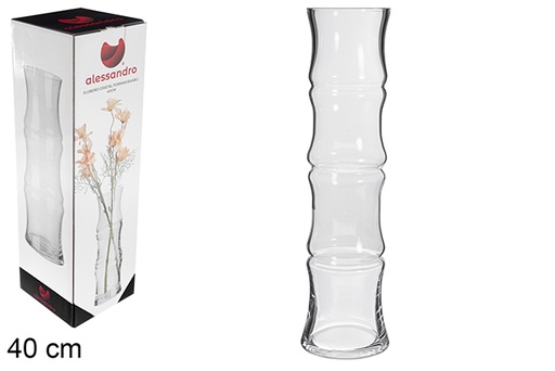 [121236] Vase en verre forme bambou 40 cm