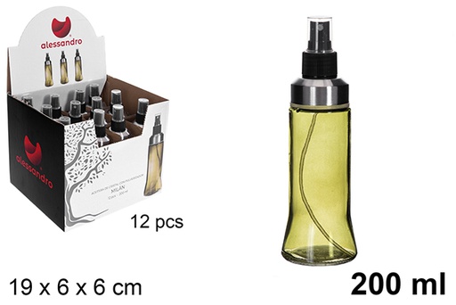 [121245] Frasco de óleo redondo de vidro Green Milan com tampa spray de 200 ml