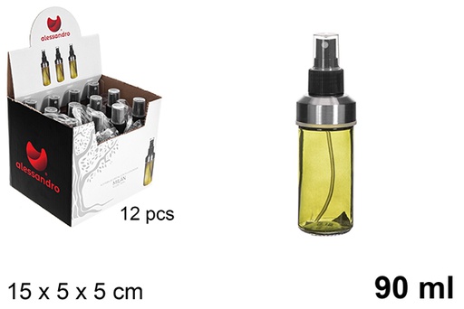 [121246] Frasco de óleo redondo de vidro Green Milan com tampa spray 90 ml