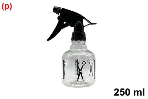 [121260] Botella plástico con pulverizador negro peluquero 250 ml