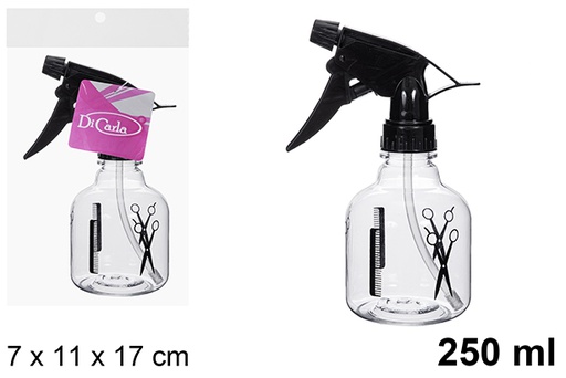 [121260] Flacon en plastique avec pulvérisateur noir coiffeur 250 ml