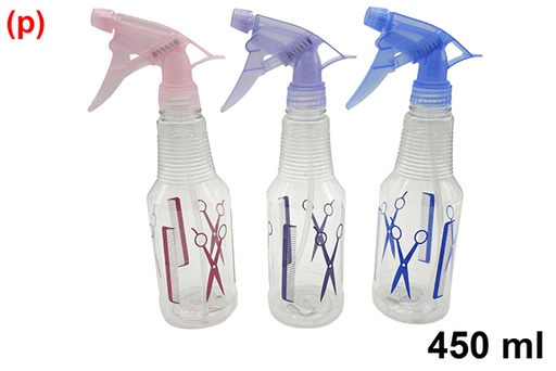 [121264] Botella plástico con pulverizador color peluquero 450 ml